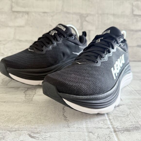 EUC Hoka Black White Womens Gaviota 5 Walking Running Sneakers 8B (Faded Stain) - Picture 4 of 10